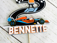 Load image into Gallery viewer, McLaren inspired Formula One racing cake topper
