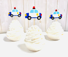 Load image into Gallery viewer, police car cupcake toppers