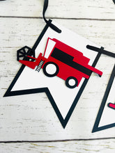 Load image into Gallery viewer, red combine harvester first harvest birthday banner