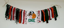 Load image into Gallery viewer, all star sports high chair banner featuring baseball, basketball, soccer ball and football