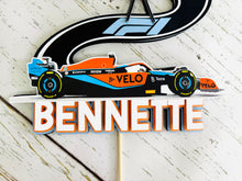 Load image into Gallery viewer, McLaren inspired Formula One racing cake topper