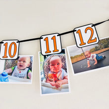 Load image into Gallery viewer, black orange and white racing first birthday monthly photo banner
