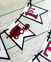 Load image into Gallery viewer, red combine harvester first harvest birthday banner