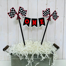 Load image into Gallery viewer, racing checkered flag cake topper bunting
