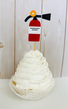 Load image into Gallery viewer, firetruck themed cupcake toppers