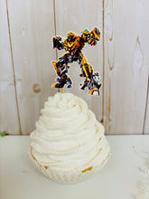 Load image into Gallery viewer, Transformers cupcake toppers featuring Optimus Prime, Bumble Bee, Autobots symbol, Bumble Bee Car and Optimus Prime Semi Truck