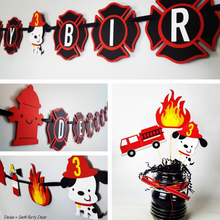 Load image into Gallery viewer, firetruck birthday decorations