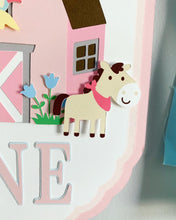 Load image into Gallery viewer, pink barnyard high chair banner