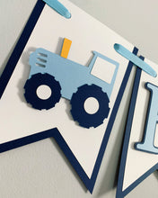 Load image into Gallery viewer, blue tractor happy birthday banner