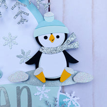 Load image into Gallery viewer, penguin snowflake cake topper
