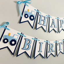 Load image into Gallery viewer, blue tractor happy birthday banner