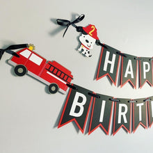 Load image into Gallery viewer, firetruck birthday banner