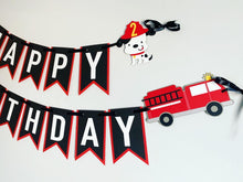 Load image into Gallery viewer, firetruck birthday banner