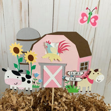 Load image into Gallery viewer, pink barnyard cake topper