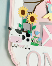 Load image into Gallery viewer, pink barnyard high chair banner