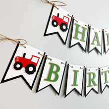 Load image into Gallery viewer, red tractor birthday banner