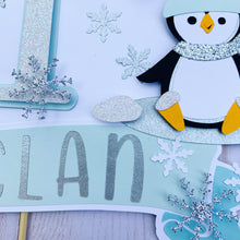Load image into Gallery viewer, penguin snowflake cake topper
