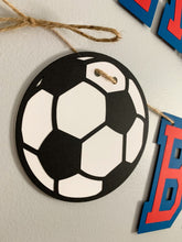 Load image into Gallery viewer, All star sports birthday banner featuring football, soccer, basketball and baseball