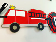 Load image into Gallery viewer, firetruck birthday banner