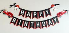Load image into Gallery viewer, firetruck birthday banner