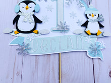 Load image into Gallery viewer, penguin snowflake cake topper
