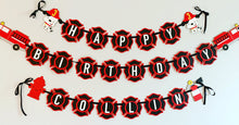 Load image into Gallery viewer, firetruck birthday banner