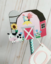Load image into Gallery viewer, pink barnyard cake topper