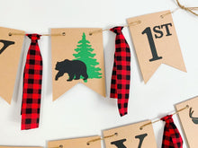 Load image into Gallery viewer, lumberjack first birthday banner