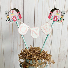 Load image into Gallery viewer, pink barnyard cake topper
