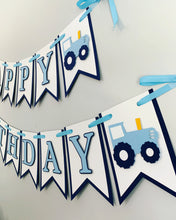 Load image into Gallery viewer, blue tractor happy birthday banner