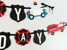 Load image into Gallery viewer, firetruck and police birthday decorations