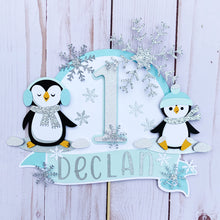Load image into Gallery viewer, penguin snowflake cake topper