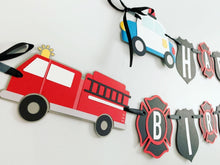 Load image into Gallery viewer, firetruck and police birthday decorations