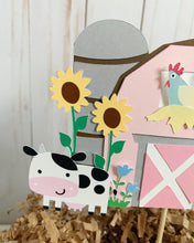 Load image into Gallery viewer, pink barnyard cake topper