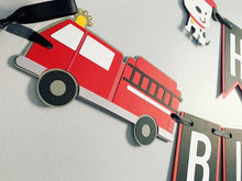 Load image into Gallery viewer, firetruck birthday banner