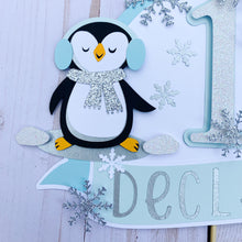 Load image into Gallery viewer, penguin snowflake cake topper