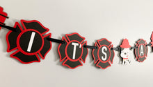 Load image into Gallery viewer, firetruck its a boy banner