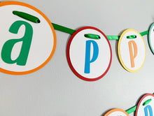 Load image into Gallery viewer, Whether your planning a first or second ball pit birthday, this Let's Have a Ball themed birthday banner will be the perfect addition to your party! Designed and handcrafted by Laura, the owner of Declan & Smith Party Decor, the banner is fully customizable and made in the USA.