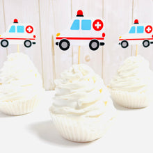 Load image into Gallery viewer, ambulance cupcake toppers

