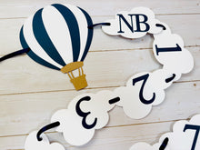Load image into Gallery viewer, hot air balloon and clouds first birthday monthly photo banner
