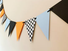 Load image into Gallery viewer, McLaren racing checkered flag pennant banner
