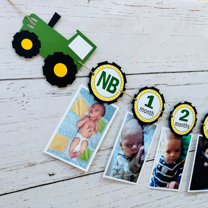 tractor first birthday monthly photo banner