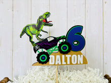 Load image into Gallery viewer, monster jam truck and T-Rex dinosaur cake topper
