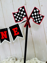 Load image into Gallery viewer, racing checkered flag cake topper bunting
