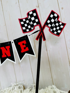 racing checkered flag cake topper bunting