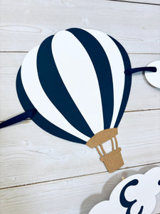 hot air balloon and clouds first birthday monthly photo banner