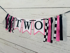 pink checkered flag racing custom phrase banner