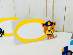 police themed party food tent cards