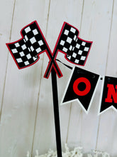 Load image into Gallery viewer, racing checkered flag cake topper bunting
