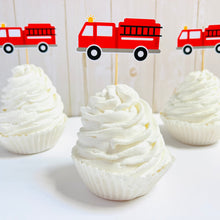 Load image into Gallery viewer, firetruck cupcake toppers
